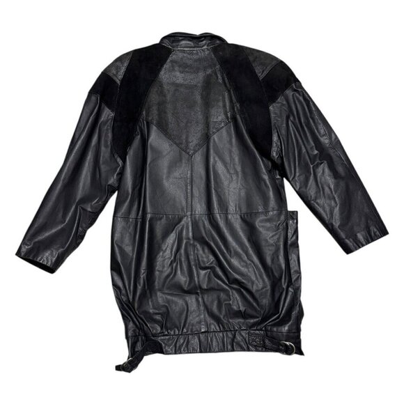 STUNNING Vintage 90s G-III 100% GENUINE LEATHER Retro Trench Coat Womens Small - Picture 2 of 6